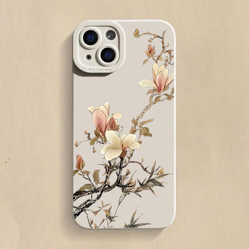 Flower And Bird Chinese Style Case For Mi 15 14T 13T 12T Pro 14 13 12 11 Lite 5G NE Poco F6 F5 X5 M6 X7 Pro 4G Soft Cover