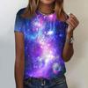 Женская модная повседневная футболка с коротким рукавом и круглым вырезом с принтом Galaxy