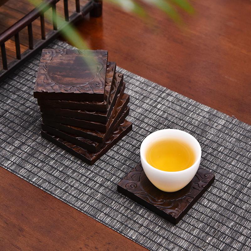 1 шт. Подставка под чашку для чая, креативная подставка под чашку, термостойкая, нескользящая, из черного дерева, сандалового дерева, квадратная подставка для чайной церемонии в стиле дзен