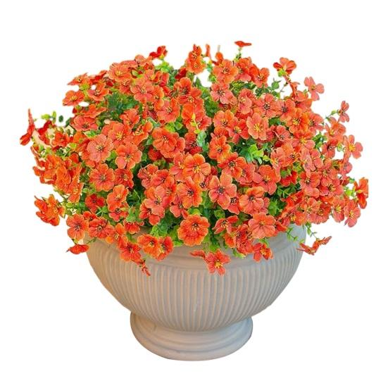 12 пучков искусственных цветов для улицы, разноцветная ипомея с эвкалиптом, устойчивый к УФ-излучению искусственный шелковый цветок для весны и лета, для дома, кашпо, крыльца