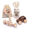 Make Baby Wooden Rattle Rattle Rabbit Set of 4 Baby Toy Baby Gift Boys Girls Unpainted Infant Mini Car Gift Present Educational Toy Let's