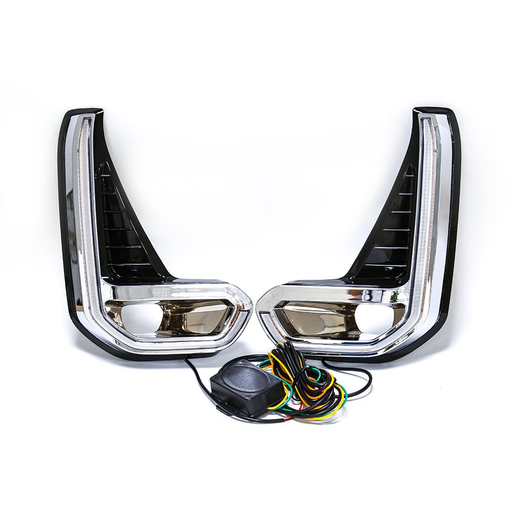 For Toyota Hilux Revo 2020 2025 Led DRL Fog Lamp Daytime Running Light Day Bumper Driving Waterproof Turn Signal Wires Switch