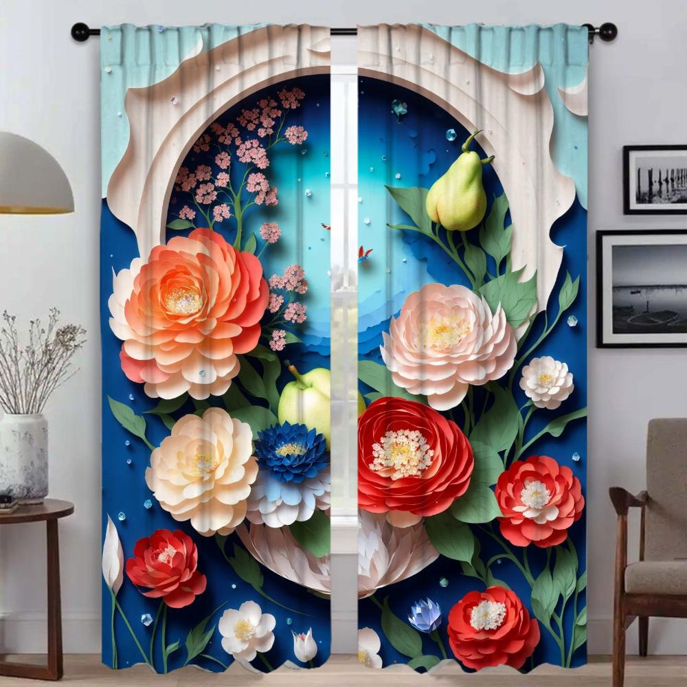 3D Цветочные Оттенки Элегантные Шторы Для Гостиной Оконные Шторы Домашний Интерьер Шторы 2 Шт. Хэллоуин Украшения Ребенок