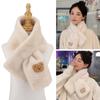 Women Faux Rabbit Fur Plush Shawl Cross Scarf Neck Warmer Neckerchief Wrap Solid Color