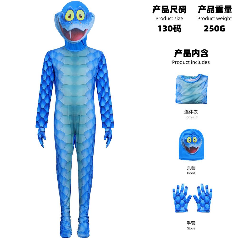 Zootopia 2 Snake Gary Cos Suit Blue Snake Onesie Children Adult Halloween Cosplay Suit