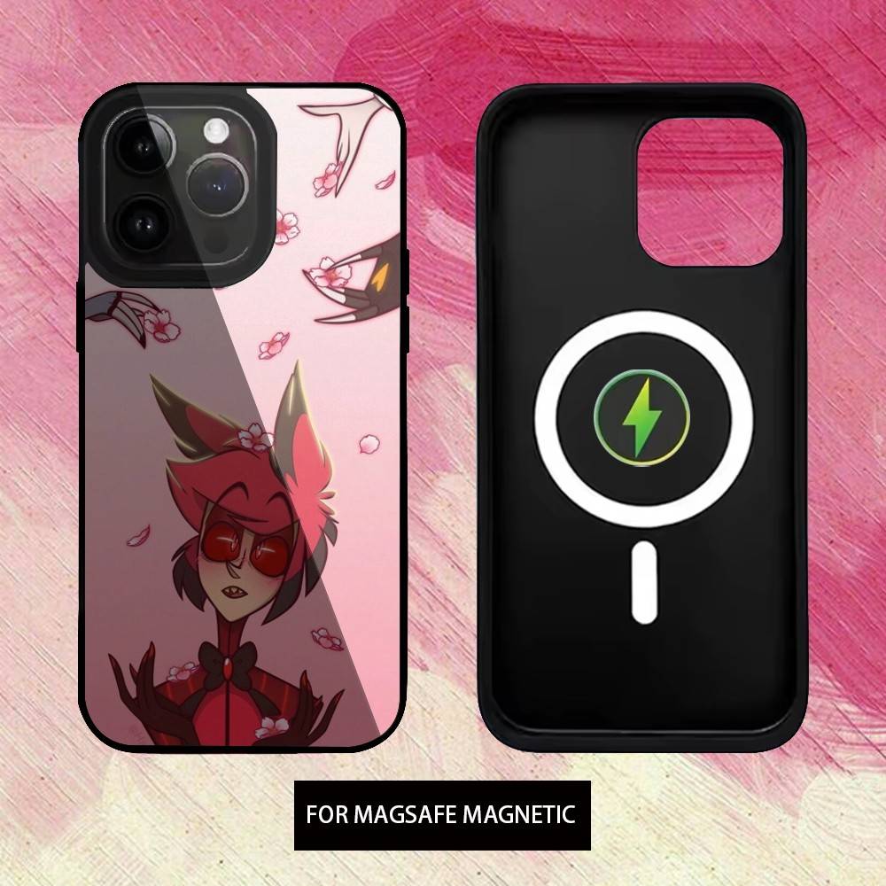 H-Hazbin H-Отель A-Аластор Чехол для телефона для iPhone17,16,15,14,13,12,11 Plus,Pro Магнитный для Magsafe Беспроводная зарядка