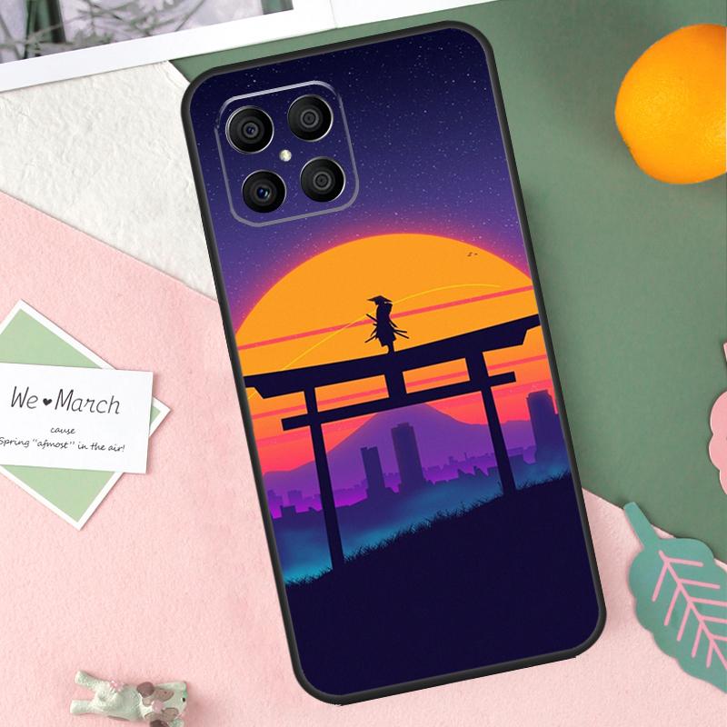 Синтвейв 80-х Ретро Неон вэйпорвейв Чехол Для Honor X9b X8b X9a X8a X8 X9 X9c 50 70 90 Lite Honor 200 Pro Magic 7 5 6 Lite Чехол