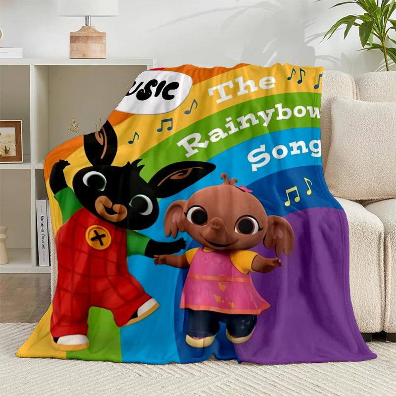 1PC Bunny And Friends Adventure Flannel Blanket Gift, Suitable for Both Men And Women, Soft Ideal for Beds And Sofa, Birthday Or Christmas Gift