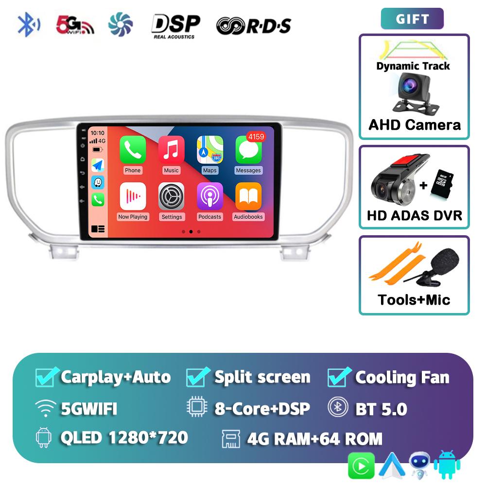 Android 14 Автомагнитола Carplay WIFI+4G для KIA Sportage 4 KX5 2016 2017 2018 Навигация GPS Мультимедийный Видеоплеер Стерео BT