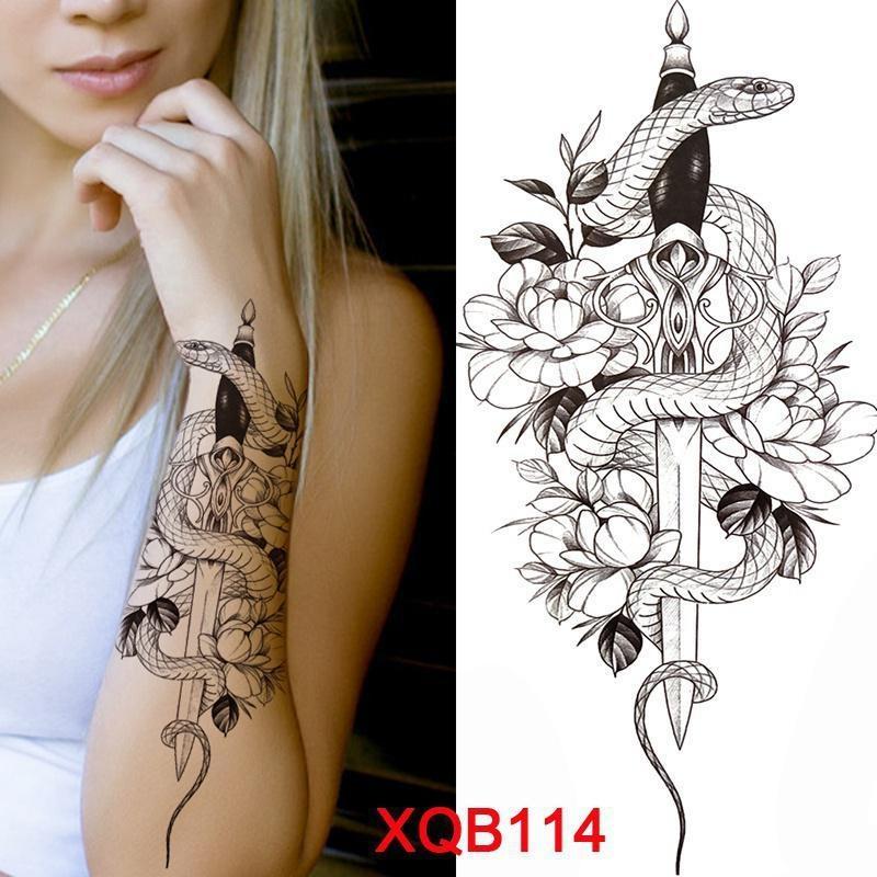 1 шт. татуировка наклейка водонепроницаемая временная татуировка дамы пион Дейзи олень луна цветок татуировка черный череп татуировка боди-арт нога татуировка всего тела наклейка