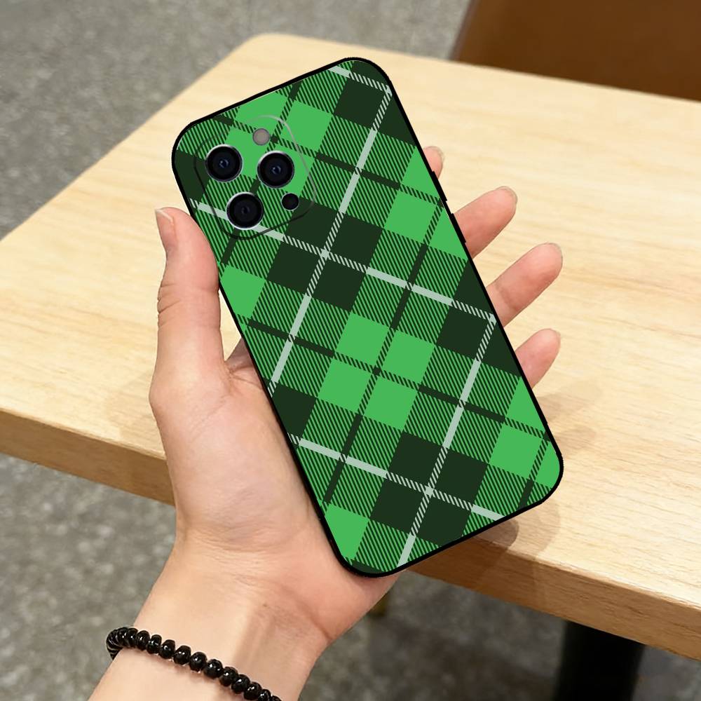 Чехол для телефона C-Clan Stewart Dress Tartan для iPhone 17,16,15,14,13,12,11 Plus,Pro Max,XS,Мягкий силиконовый черный чехол