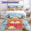 3pcs Custom Name Christmas reindeer Bedding Set Duvet Cover Closure Includes 1 Duvet Cover & 2 Pillowcases, Soft and Comfortable for All Seasons.
