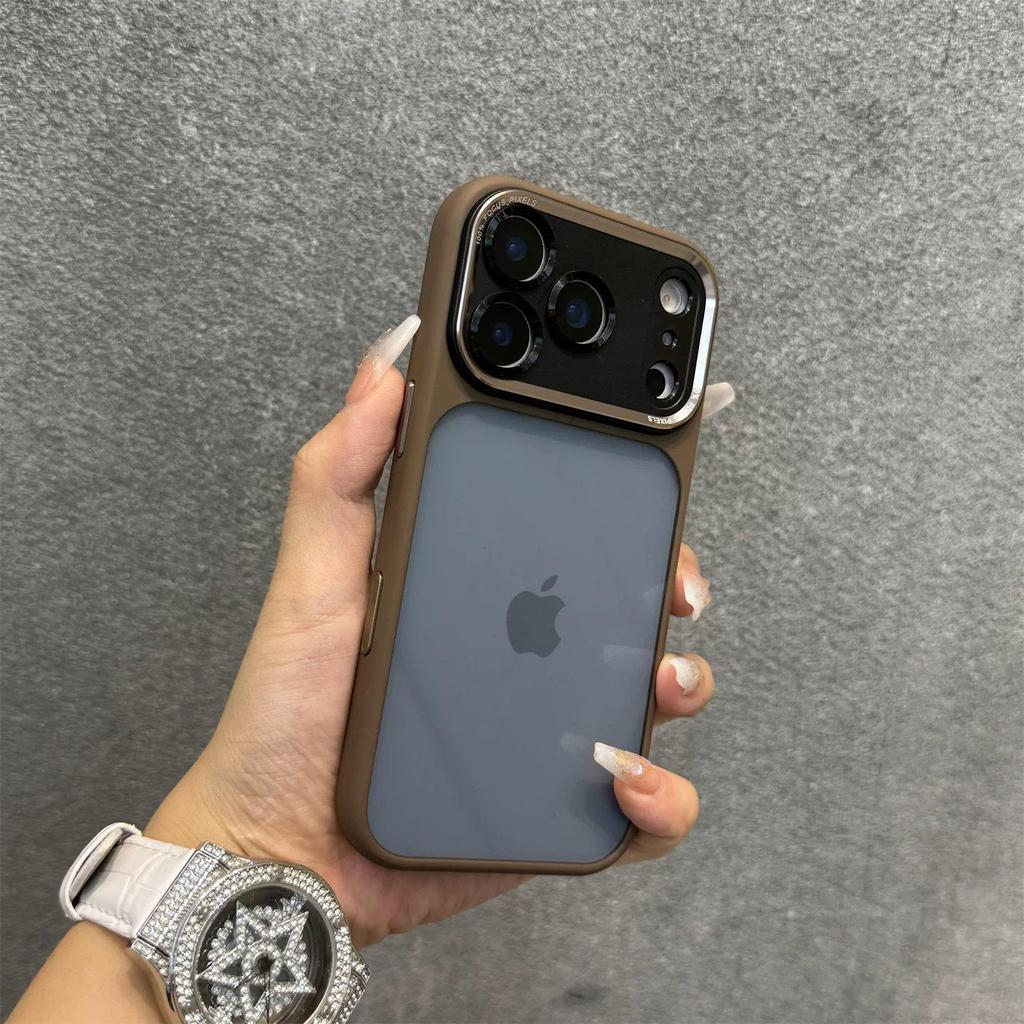 Прозрачный металлический чехол Jingdun с защитой линз для iPhone 16/17 Pro/Pro Max