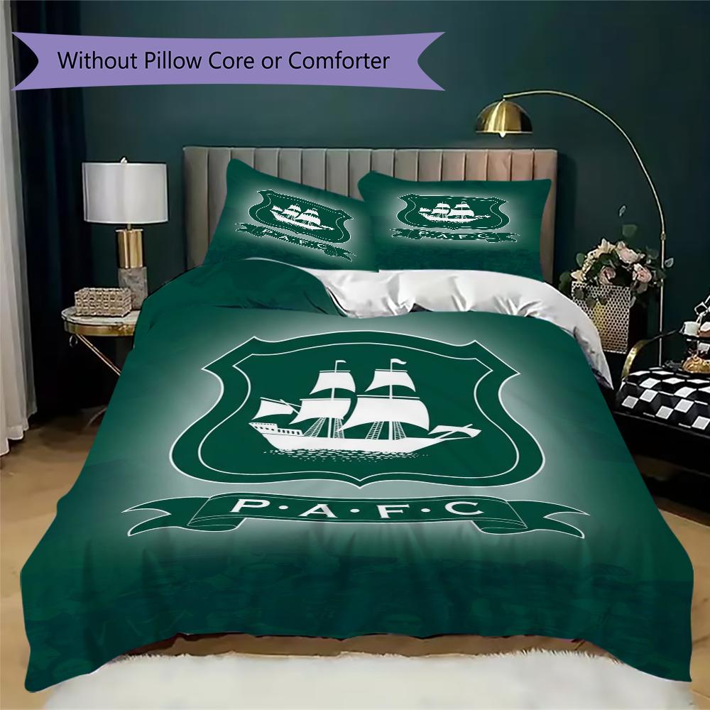Plymouth Argyle PAFC Pattern Bedding uilt Set uilt Cover Pillowcase Home Decoration Birthday Gift (1 * duvet cover + 2 * pillowcase without core)