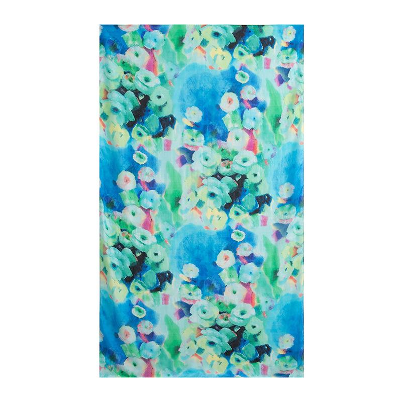 Spring  100% Mulberry Silk Scarf Women's Thin Shawl Silk Oil Painting Retro Plain Crepe Satin Premium Long Scarf