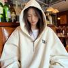 Women Long Sleeve Hooded V Neck Loose Pullovers Female Tops Solid Color Sweatshirts