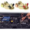 QWORK Brass Marine Grade Battery Terminal Top Post, 4 Pairs Battery Terminal Connectors, Battery Terminal Clamps for Boat Car RV, Fit All Standard