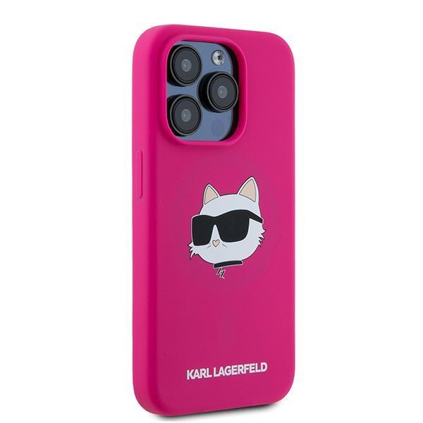 Karl Lagerfeld Klhmp15Lschpplf Iphone 15 Pro 6.1 Różowy/Fuschia Twarde Etui Silikonowe Głowa Choupette Magsafe