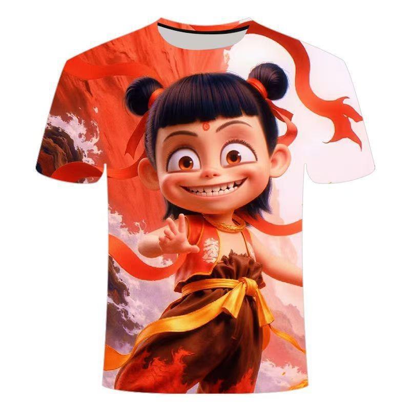 Футболка для мужчин и женщин, детская, Nezha's Demon, детские, мужские и женские футболки с изображением моря, летние футболки с 3D-печатью, короткий рукав, мужская одежда