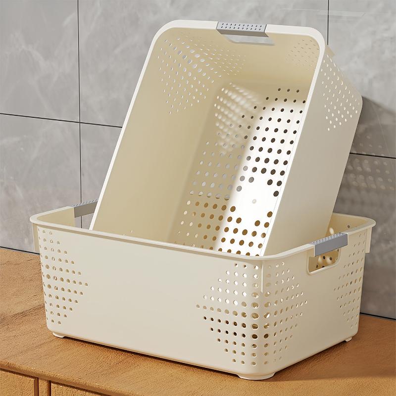 Stackable Vented Organizer Baskets Multi Size with Handles for Efficient Office Supplies Storage