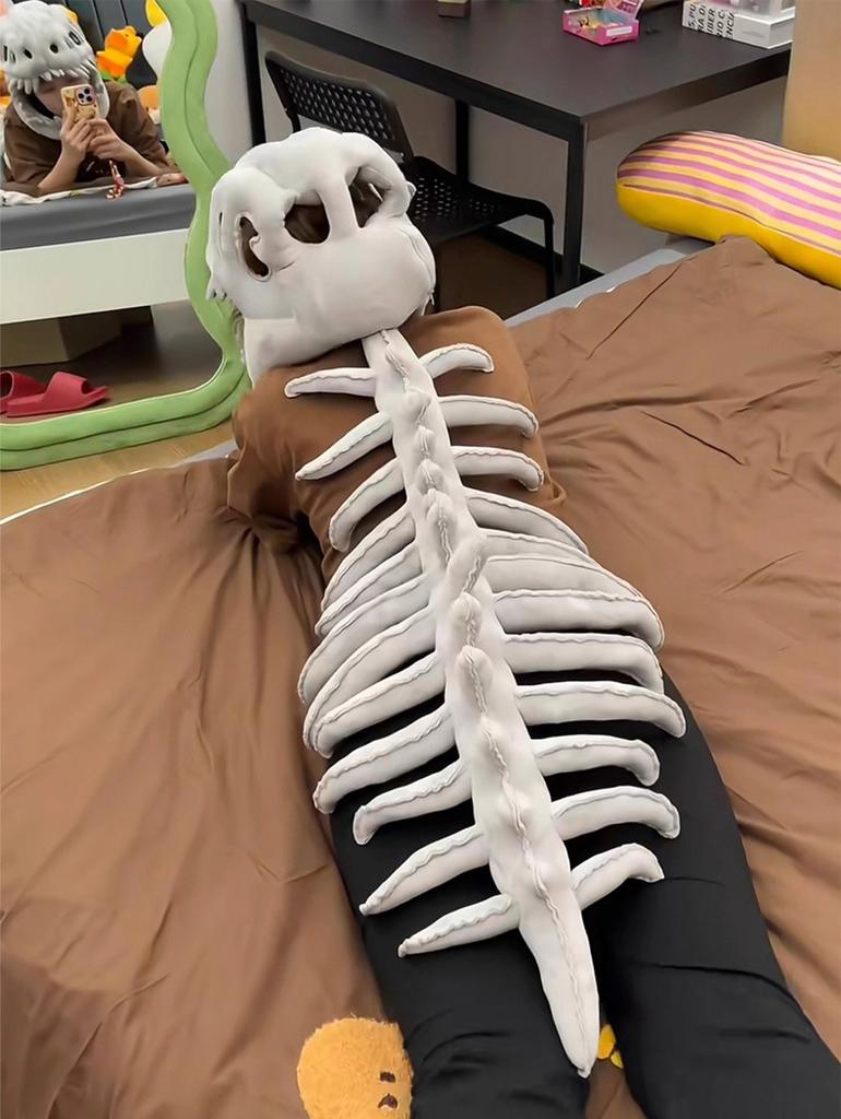 Толстовка Скелет Динозавра Плюшевая Игрушка Косплей Шапка Кукла Подарок