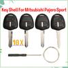 jingyuqin New 10PS Remote Car Key Shell Case Fob For Mitsubishi Pajero Sport Outlander Grandis ASX MIT11/MIT8 Blade