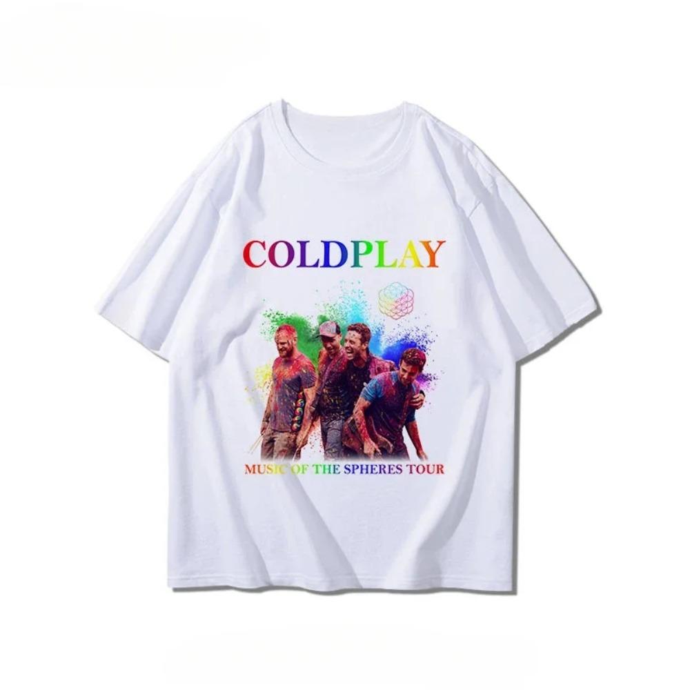 Coldplay Футболка с коротким рукавом для мальчиков и девочек, летняя, Лондон, альтернативный рок, с принтом, повседневная, графическая