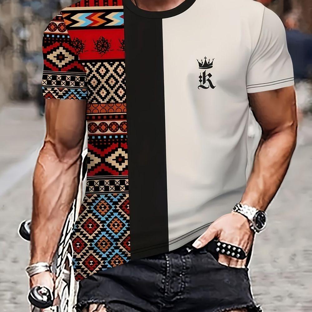 Повседневная мужская футболка с 3D-принтом и полосками, летние футболки с коротким рукавом