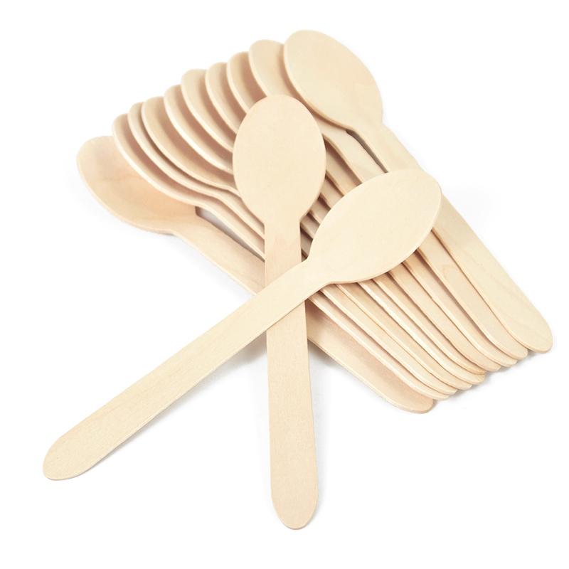 Disposable Wooden Spoon Fork Knife Cutlery Set Rustic Wedding Birthday Party Tableware Decoration Supplies Dessert Cake Scoop