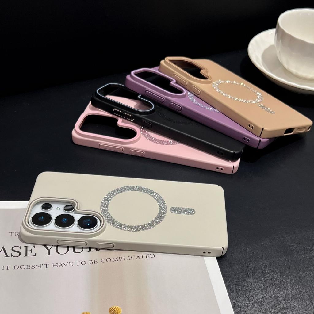 Мягкий прозрачный кейс с блестками и магнитом для Samsung S26PLUS, матовый чехол-скин для S25ULTRA, простой жесткий чехол