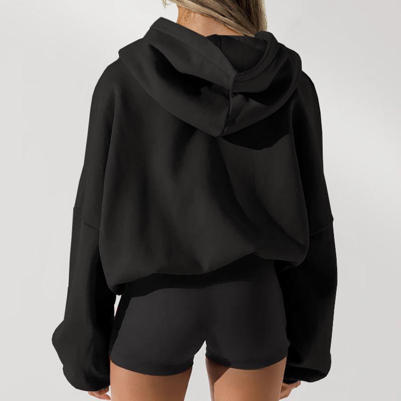 Толстовка с капюшоном, женский кардиган с длинным рукавом, повседневная однотонная спортивная куртка