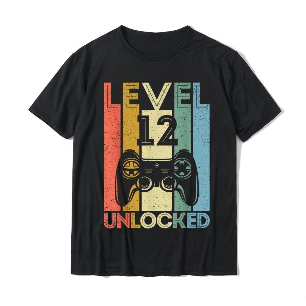 Level 12 Unlocked Shirt Funny Video Gamer Gift Printed Tshirt Summer New Arrival Casual Faddish Oneck Shortsleev Unisexs Tops