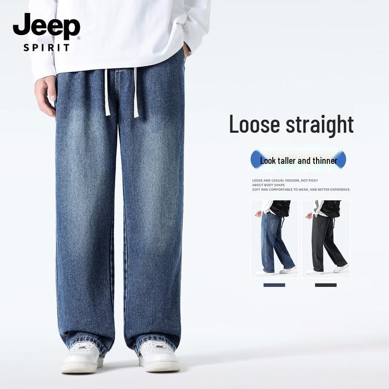 JEEP SPIRIT Men's 2025 Loose Fit Straight-Leg Jeans