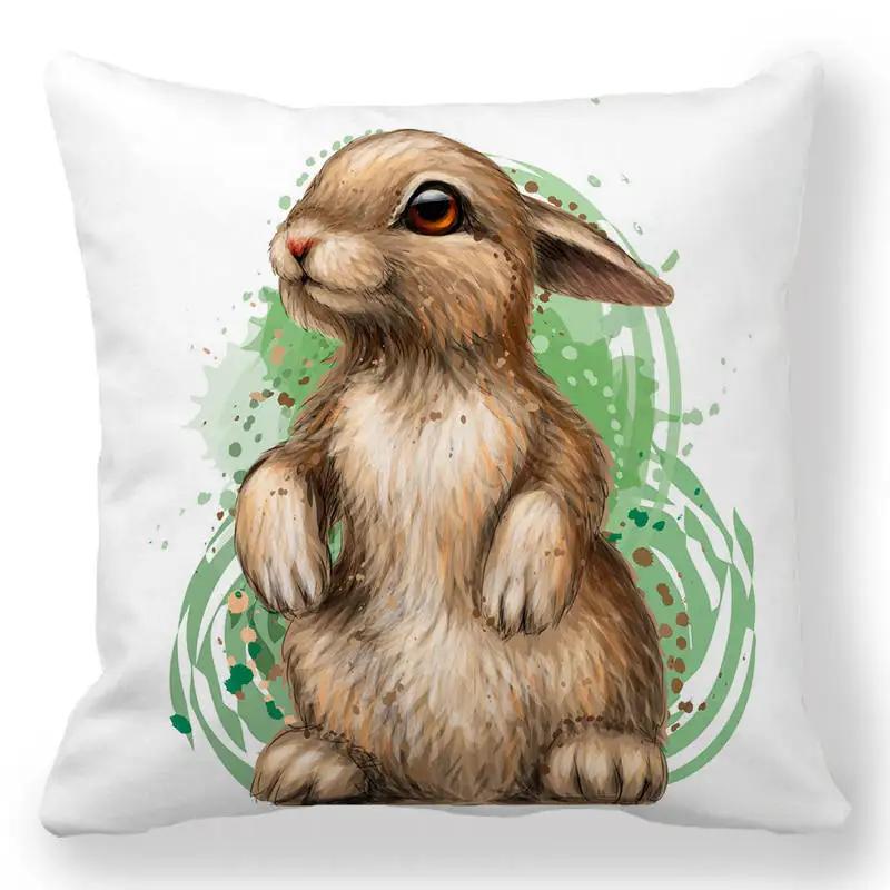 Easter Bunny Print Cushion Cover Spring Easter Egg Hare Pillowcase Home Decoration 40/45/50/60cm
