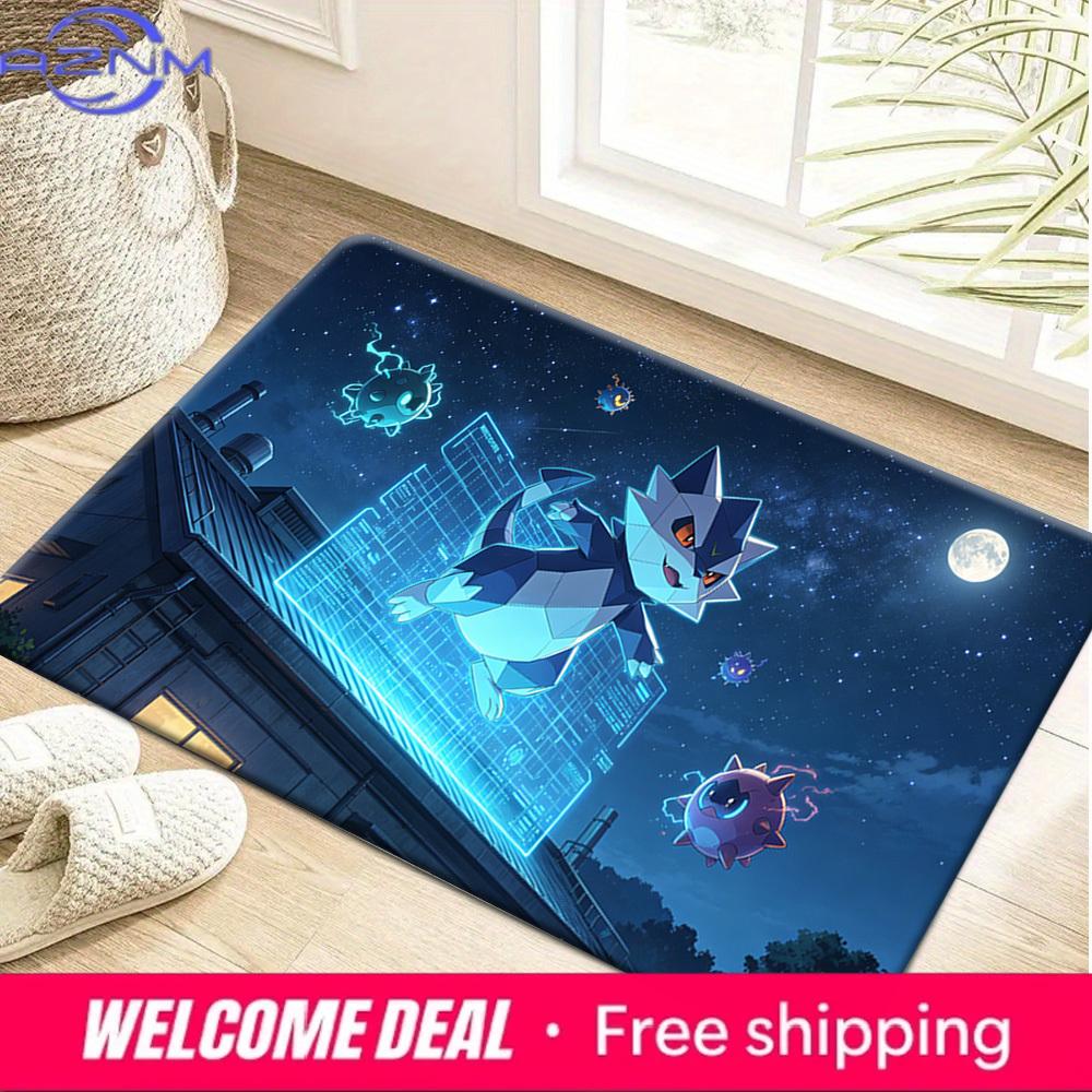 Cyber Night City Pokemon Print Doormat Non-Slip Water Absorbent Floor Mat for Home Decor