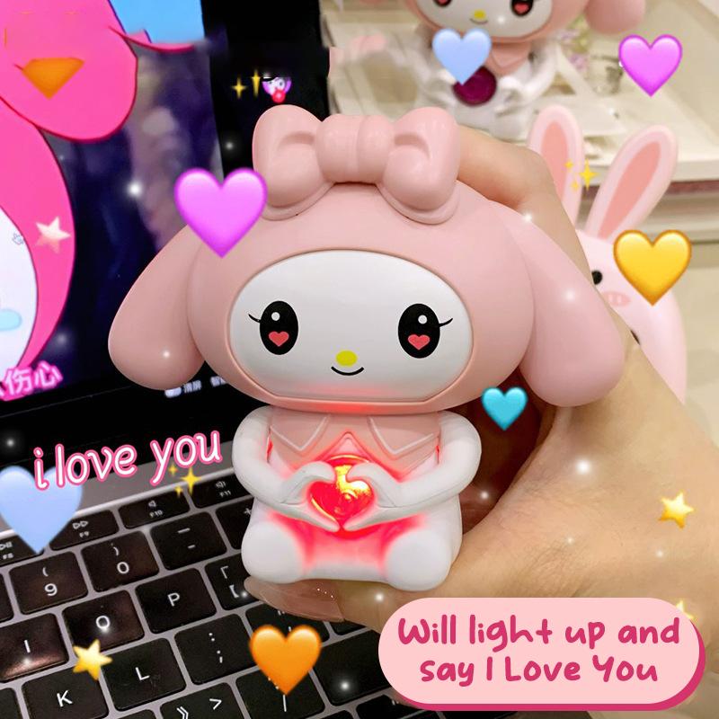 Могу сказать Я люблю тебя Sanrio Kuromi Cinnamoroll Игрушка Для Девушки Мультяшная Чем Сердце Нажимная Лампа Детская Игрушка Подарки На День Рождения