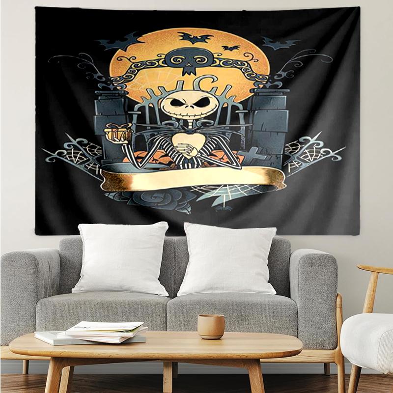 The-Nightmare-Before-Christmas Print Tapestry, Backdrop, Easy Setup, Ideal for Bedroom, Office & Living Room, with Aesthetic Wall Hanging Decor.