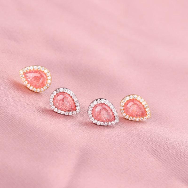 Серьги-капли с кристаллами клубники Легкие роскошные серьги Легкие роскошные серьги Темперамент