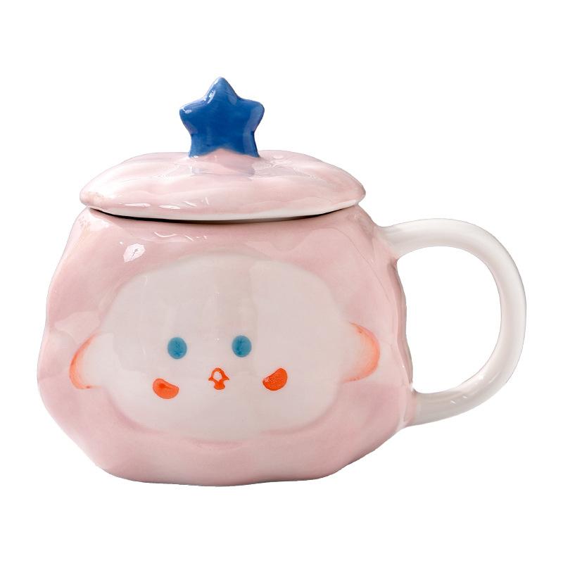 Милая целебная керамическая кружка для питьевой воды для дома, мультяшный креативный подарок, детская кружка, для девушки, для пары, с крышкой, кружка