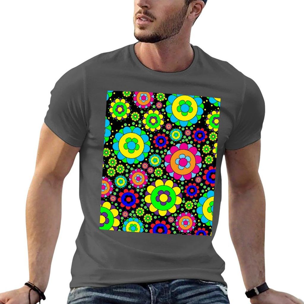 Flower Power Vintage s s Hippie Retro Flowers TShirt AntiPilling Casual TShirt