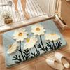 Daisy Pattern Absorbent Bathroom Mat - Dirt Resistant, Single Needle, Flocked Carpet, Ideal for Home or Bedroom.