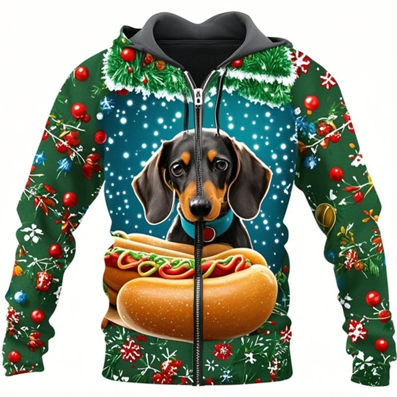 Собака Такса 3D Печатный Молния Толстовка Толстовка Для Мужчин Женщин Детская Одежда Милые Молния Толстовка Рождественский Весна Осень Пальто