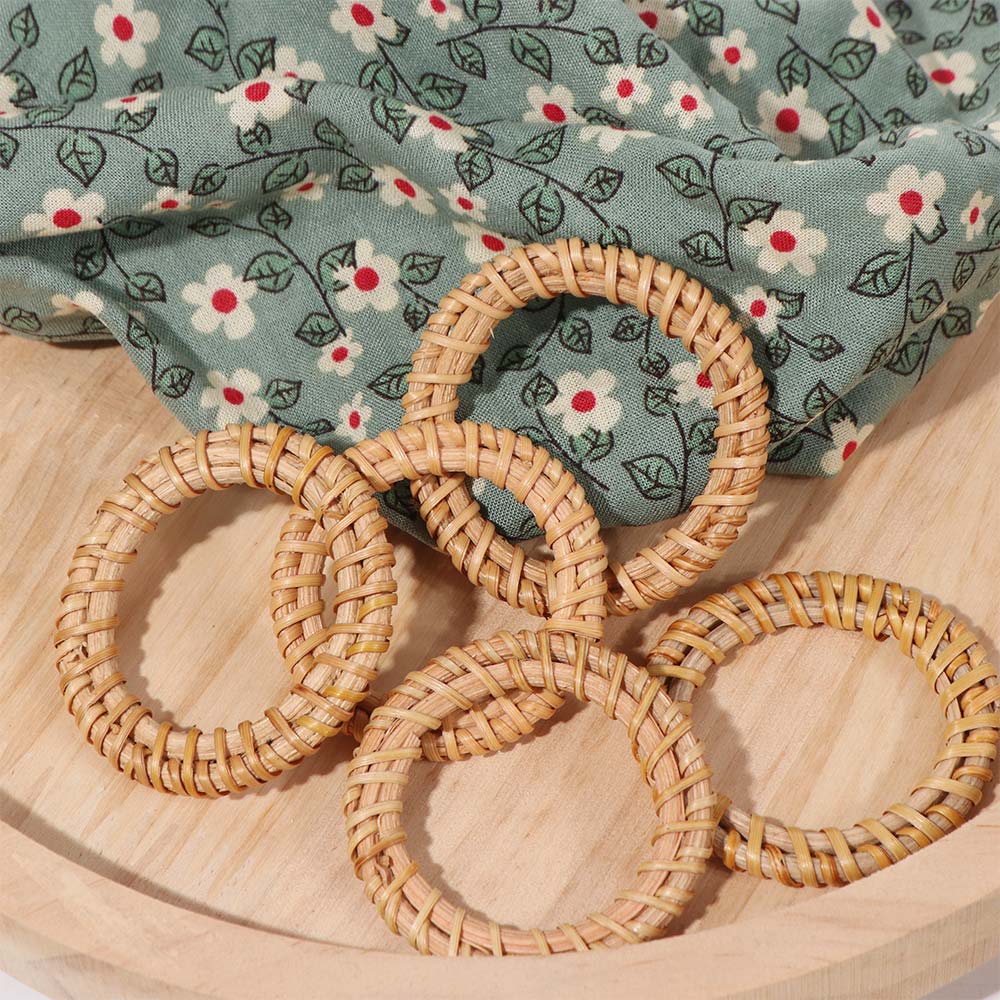 12Pcs Rustic Bohemian Rattan Napkin Ring Reusable Napkin Holder Table Napkin Buckle Restaurant