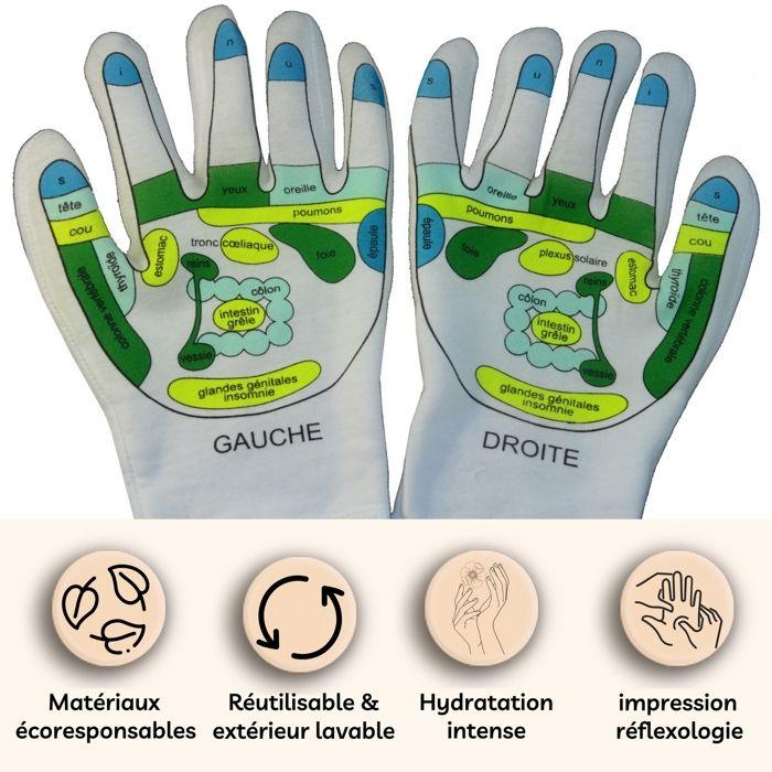 Gants Hydratants Réutilisables -Massage Réflexologie - Soin Des Mains Avec Gel Enrichi Aux 4 Huiles – Hydradants - Sun&Sia