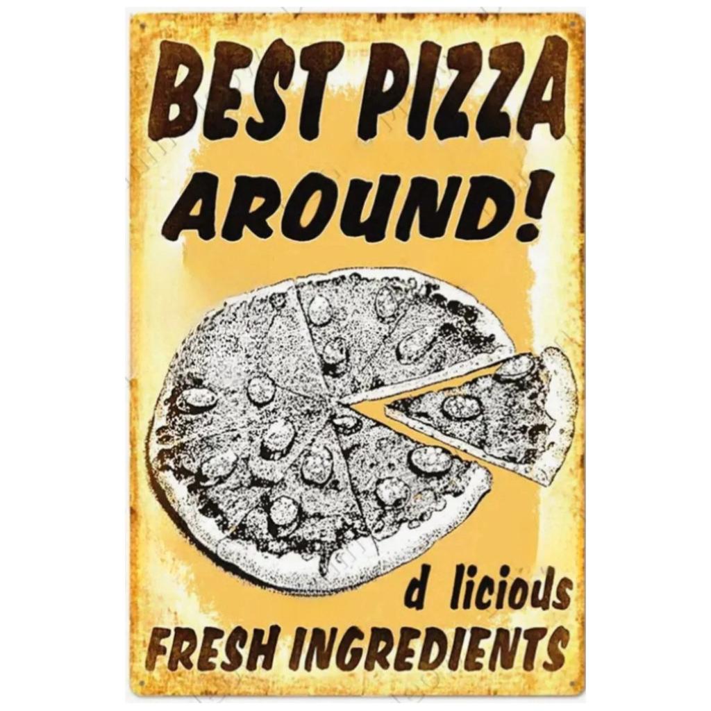 Vintage Pizza Zone Plaque Great Food Metal Sign Pub Bar Home Decoration Best Homemade Poster Italian Pizza Wall Art Plate