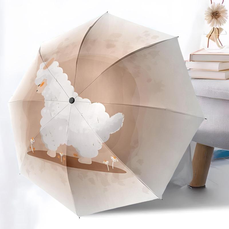 1pc Alpaca Automatic Folding Umbrella - 8-Rib Automatic Open/Close, Large Canopy Birthday Festival Gift yy251217113