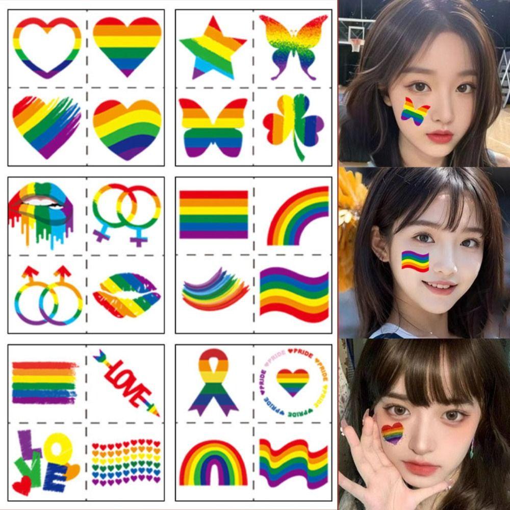 18Pcs Waterproof Rainbow Tattoo Stickers Colorful Temporary Tattoo Stickers Party Gifts