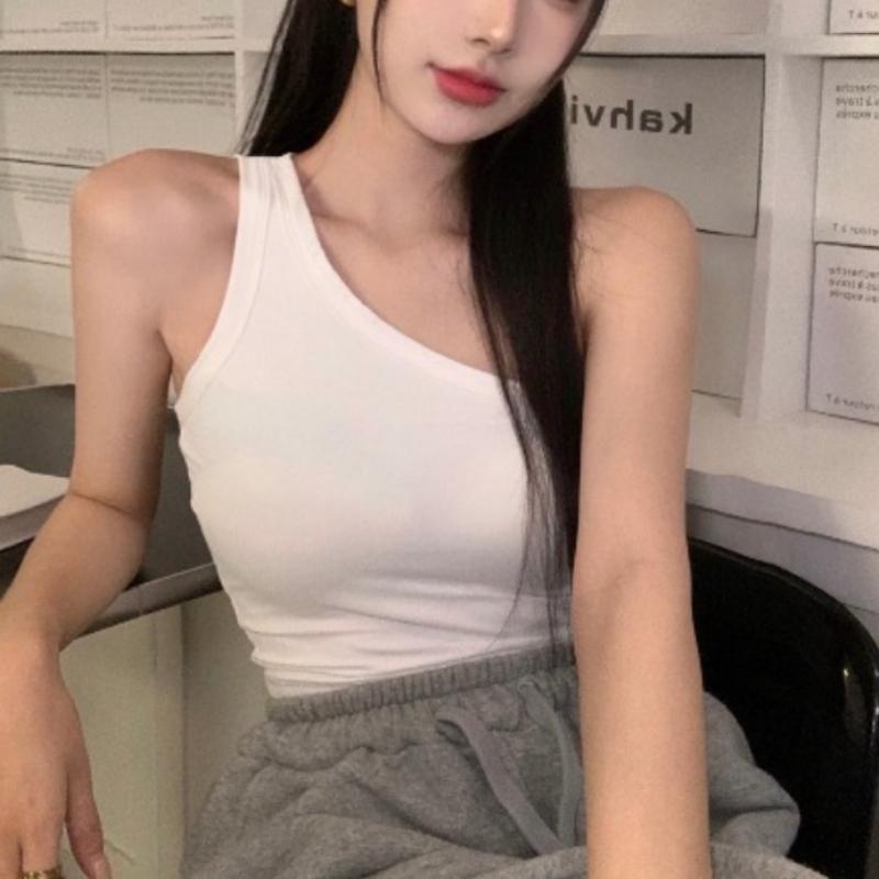 Летний женский топ с диагональными плечами, универсальный топ с открытым пупком, короткий топ