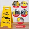 Funny Cat Vomit Sign with Mini Cleaning Mop Novelty Gag Caution Vomit Sign Gifts Warning Sign Decoration Suitable Pet Owners