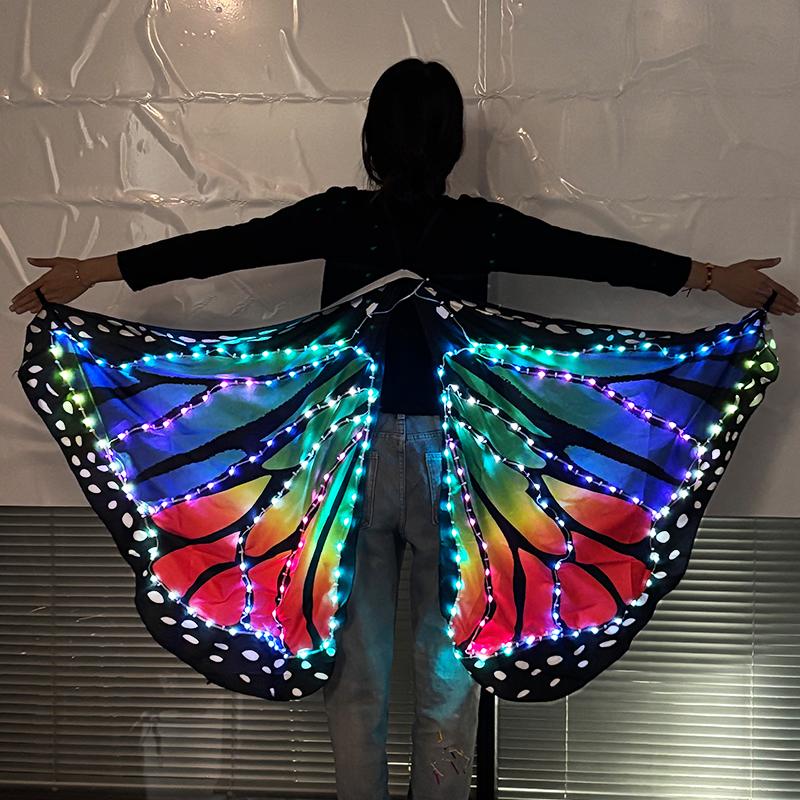 Adult Kids Led Butterfly Wings Luminous Fairy Wings App Control LED Butterfly Cloak Forest Dance Wear Campus Performance Costume